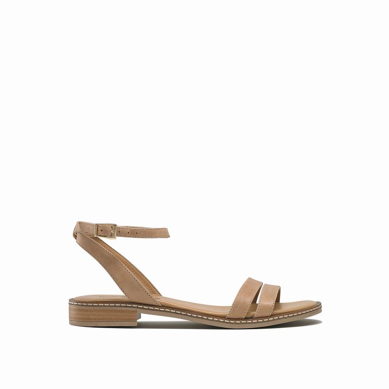 Russell & Bromley Brooklyn Ankle Wrap Flat Sandals Women's Brown [DFV9846WI]